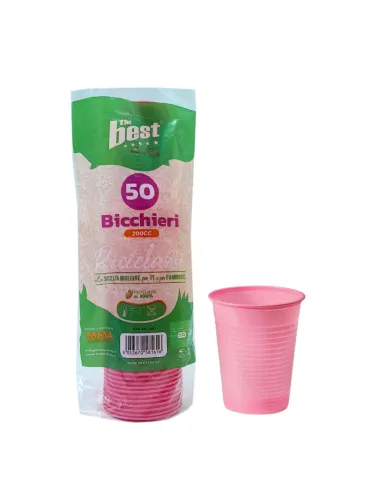 THE BEST 50 Bicchieri in Plastica Rosa da 200 ml