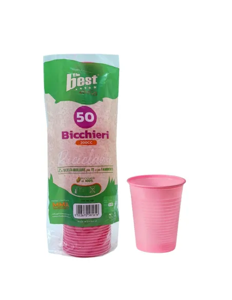 THE BEST 50 Bicchieri in Plastica Rosa da 200 ml
