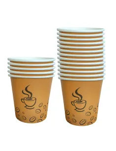 50 Bicchieri in Cartoncino 200 ml Avana – Grafica Caffè | Ideali per Cappuccino