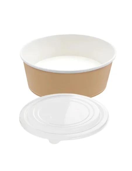 3 Ciotole Pokè 1100ml - Bianco e Avana - Ø165mm H60mm con Coperchio – Ideale per Asporto e Delivery