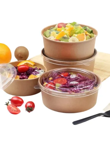 3 Ciotole Pokè 1100ml - Bianco e Avana - Ø165mm H60mm con Coperchio – Ideale per Asporto e Delivery