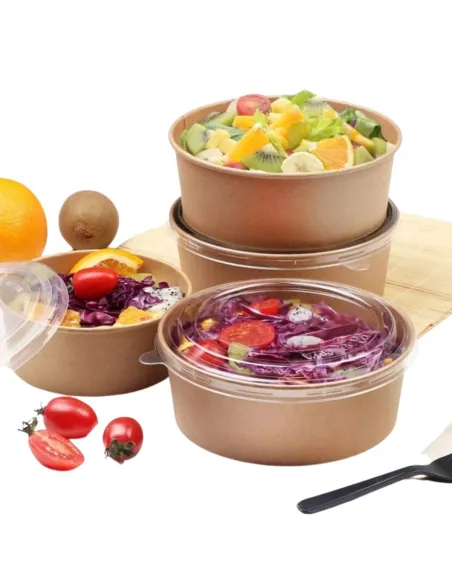 3 Ciotole Pokè 1100ml - Bianco e Avana - Ø165mm H60mm con Coperchio – Ideale per Asporto e Delivery
