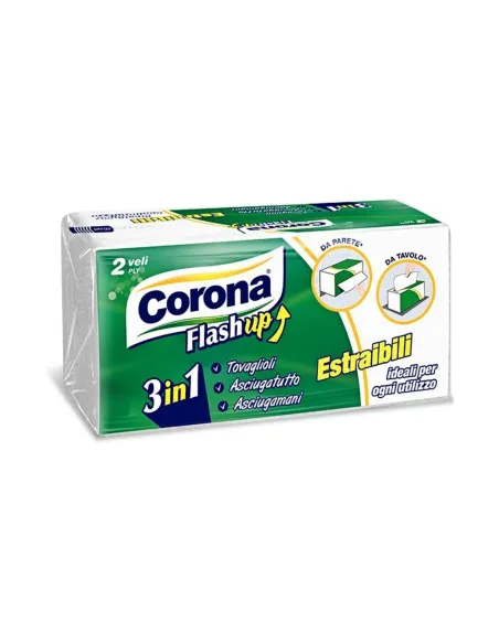 12 Corona Flash Up 3in1 Estraibili – Tovaglioli, Asciugatutto e Asciugamani in un Solo Prodotto