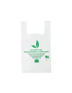 Shopper Bio Bianche Piccole - 27x50 cm - 250 Pezzi - Resistenti, Ecologiche e Compostabili