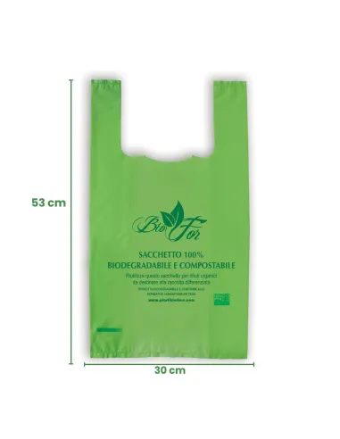 Shopper Biodegradabile 4 kg 30x53 cm - Confezione Media Verde, Ecologica e Resistente