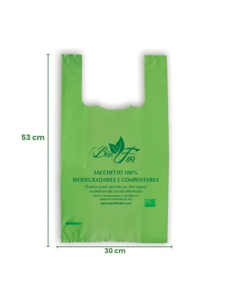 Shopper Biodegradabile 4 kg 30x53 cm - Confezione Media Verde, Ecologica e Resistente