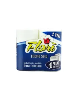 Carta Igienica Flori Effetto Seta – 4 Maxi Rotoli, Pura Cellulosa