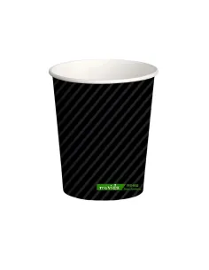 50 Bicchieri Monouso in Carta Nero 250ml con Strisce - Stile Moderno ed Eleganza