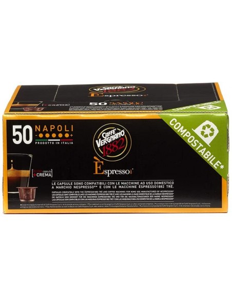 50 Capsule Nespresso Vergnano Compostabili Miscela Napoli
