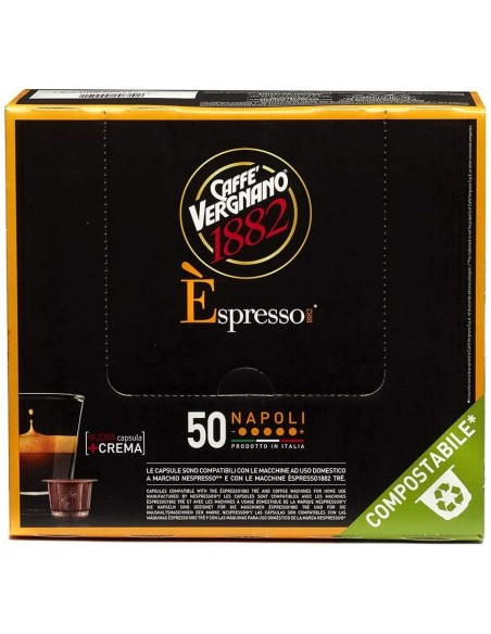 Compatibili 50 Capsule Nespresso Vergnano Compostabili Miscela