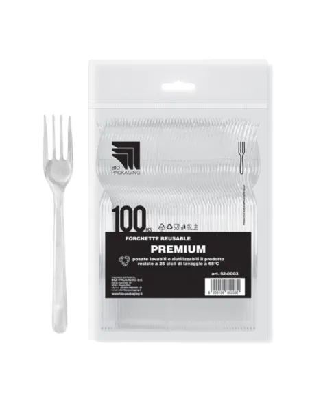 100 Forchette Monouso in Plastica Bianca - Grammatura Alta