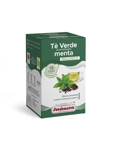 18 Cialde ese 44 Sandemetrio Tè Verde Aromatizzato a Menta Bio