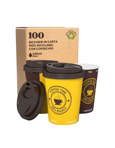 Compatibili 100 Bicchieri Caffè ASPORTO in Carta Grandi 240ml +
