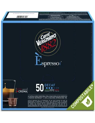 *10 Capsule Nespresso Vergnano Compostabili Miscela Decaffeinato